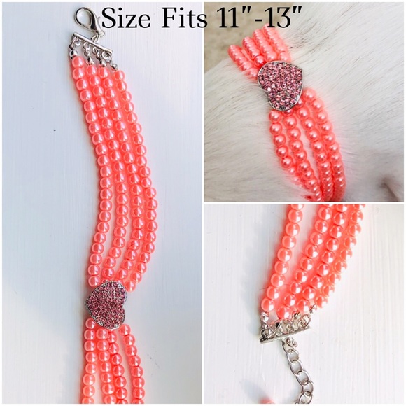 💙Last One!💙Dog & Cat Bling! Pink Pearl Collars - Picture 3 of 4